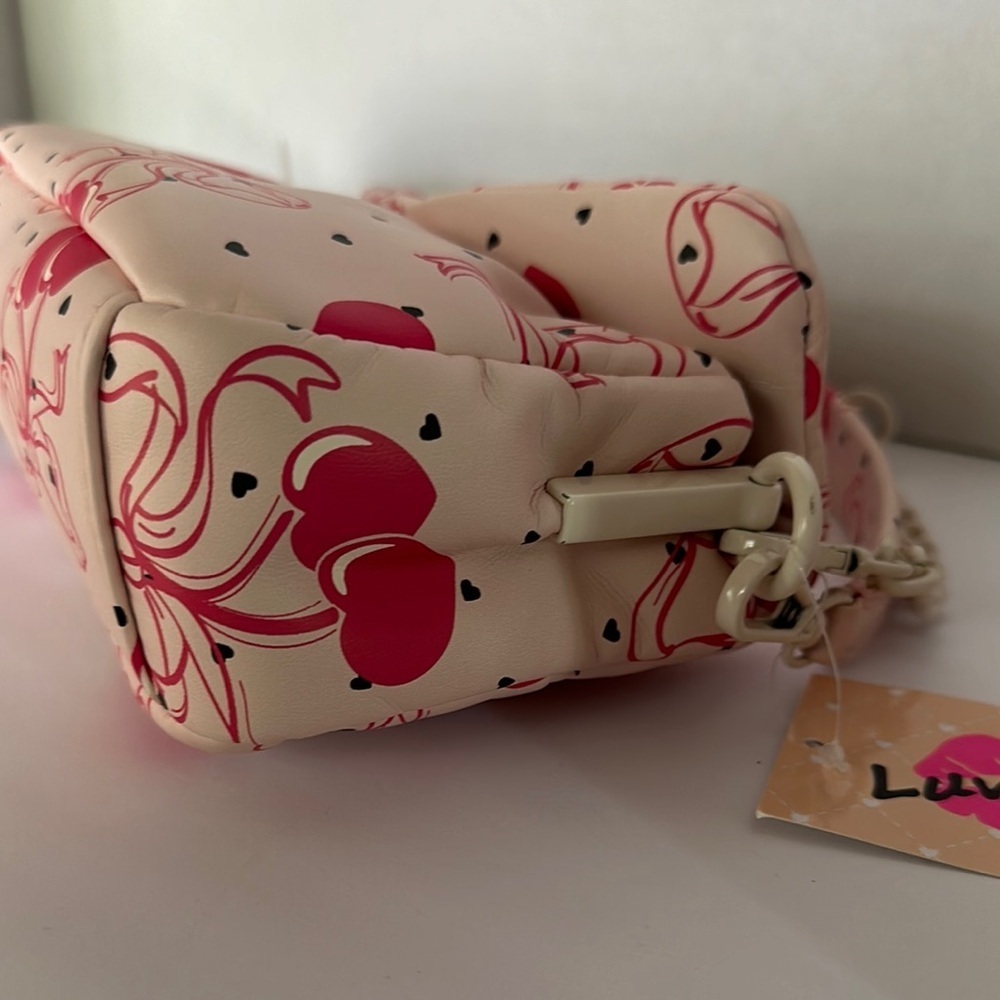 Luv Betsey by Betsey Johnson Pink Bow Cherries Hearts Crossbody Bag - Picture 12 of 16